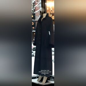 Jones New York Shearling Style Maxi Coat Midnight Blue XL